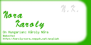 nora karoly business card